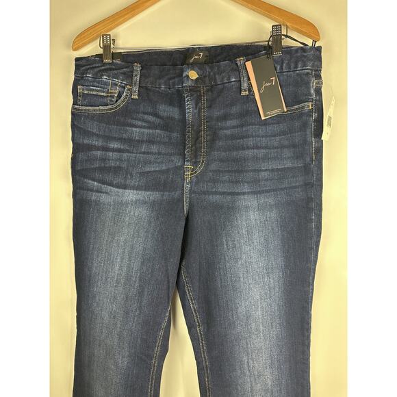 NWT JEN7 Split-Hem Slim Bootcut Jeans Dark Wash Sandblasted Stretch Plus Size 16 - Picture 3 of 14